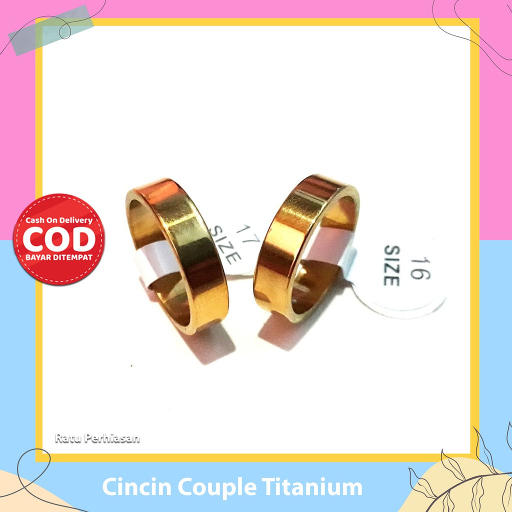 Cincin Couple Titanium Gold Emas Tunangan