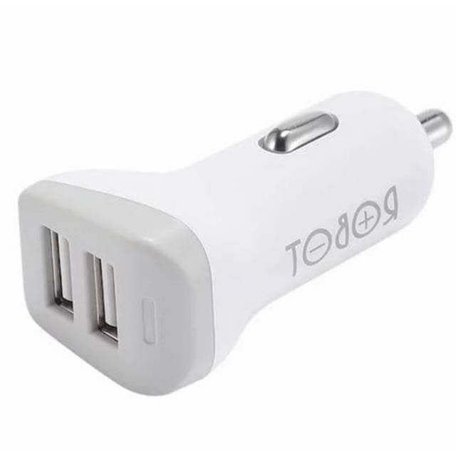 CAR Charger ROBOT RT-C06 RT-C07 RTC07 2,4a charging mobil with cable kabel WHITE PUTIH