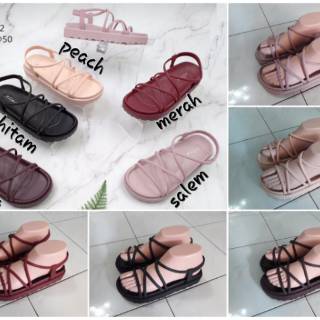 1986 A2 Alina Sandal  jelly wanita tali  gladiator Tali  