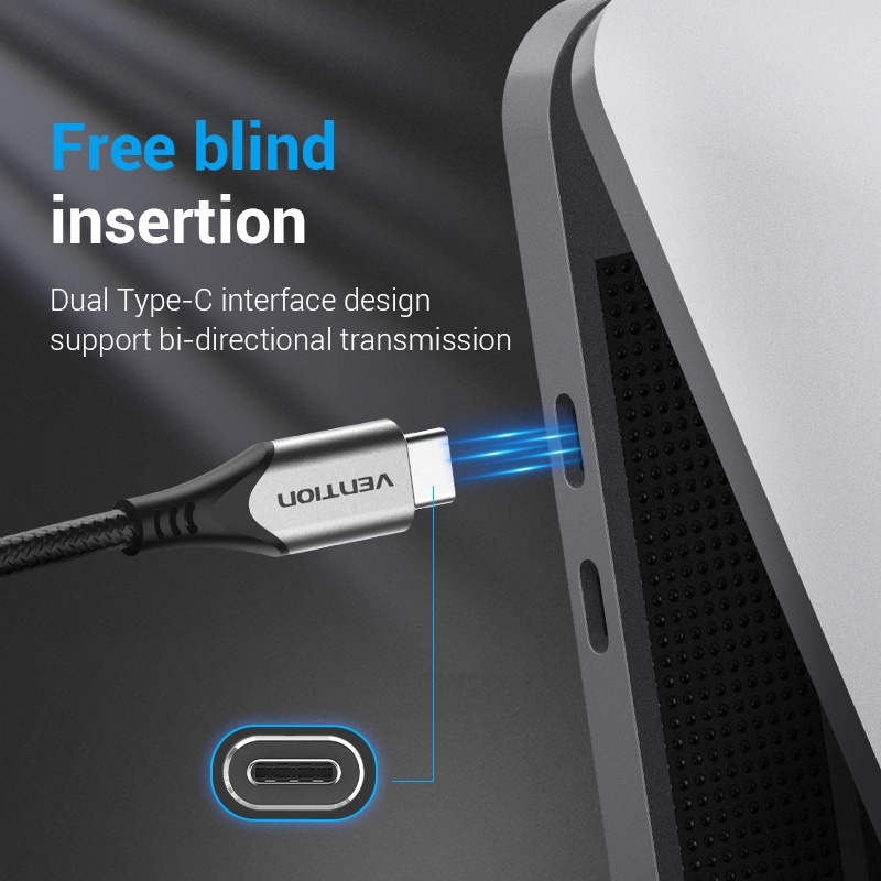 ( Bisa Cod ) Vention Kabel Data USB-C Thunderbolt 3 to USB-C SAMSUNG XIAOMI LG TAA