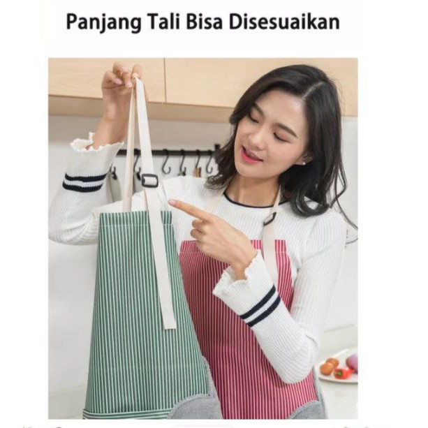 Celemek Masak Dapur Anti Minyak Celemek Masak Apron NEW Motif Salur LD93