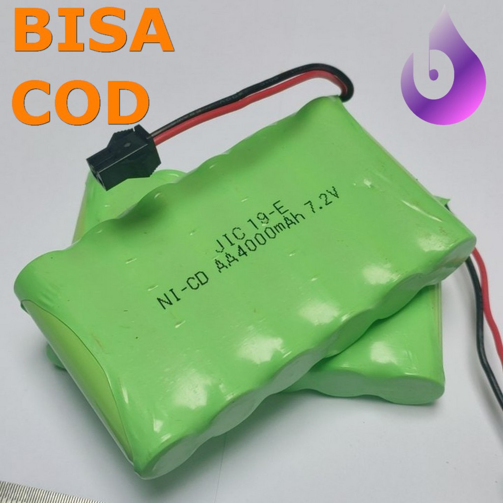 Baterai NiCd RC AA 4000mAh 7.2V Socket Hitam isi 6