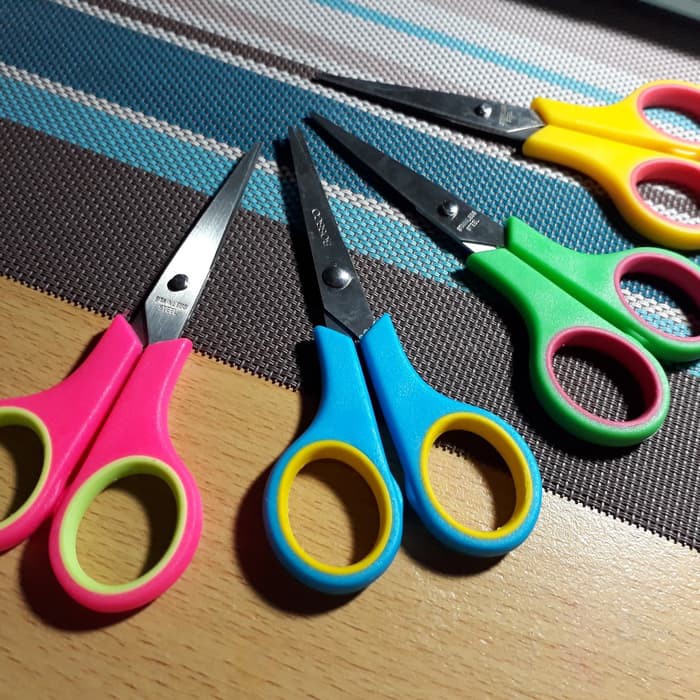 GUNTING WARNA WARNI ATK GUNTING ANAK SEKOLAH PEMOTONG KERTAS SCISSOR KANTOR COLOURFUL UNIK