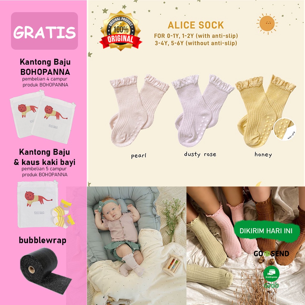 Bohopanna Alice Socks / Bohobaby Ruffle Socks Kaos Kaki Bohobaby