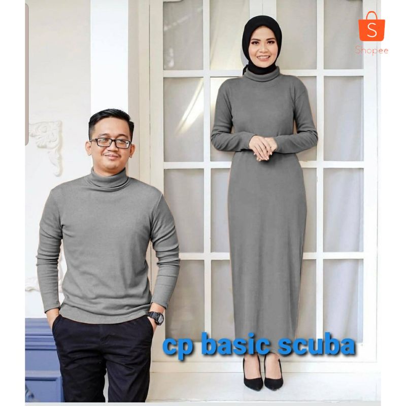 Muslim Couple Turtleneck Polos 2WRN | Dress Couple Muslim | Baju Muslim Pasangan | Maxi Dress Polos