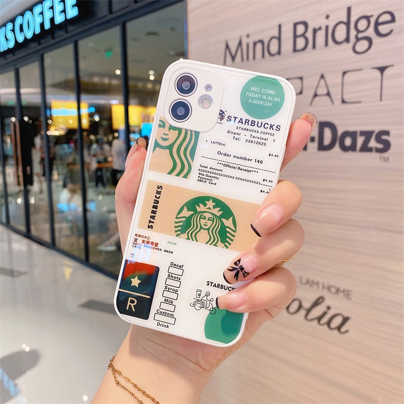 Hard Case Tempered Glass Motif Starbucks Untuk Iphone 7 8 Plus X Xs 11 12 13 Pro Max