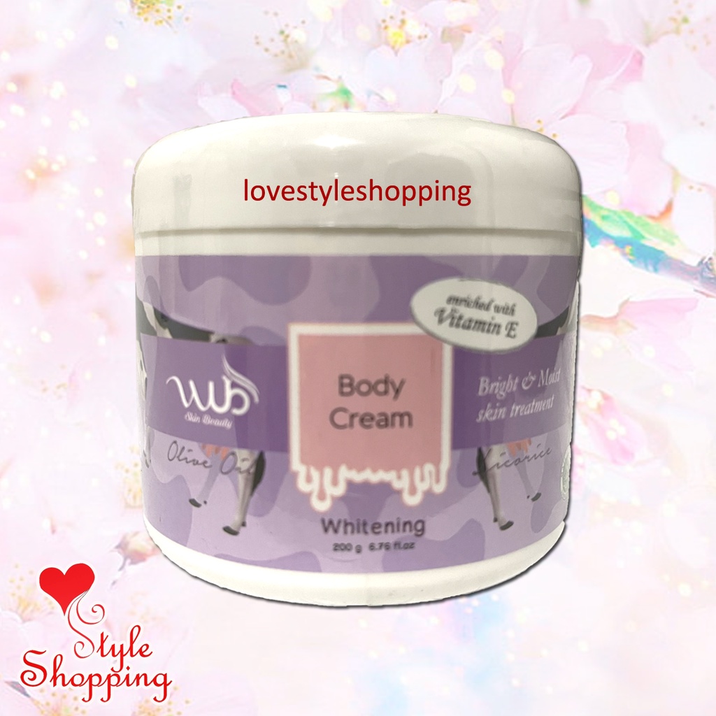 [AGEN RESMI] WUB Skin Beauty Body Cream Bleaching Ungu 200 gram Kemasan Terbaru Aroma Baccarats ( Pi