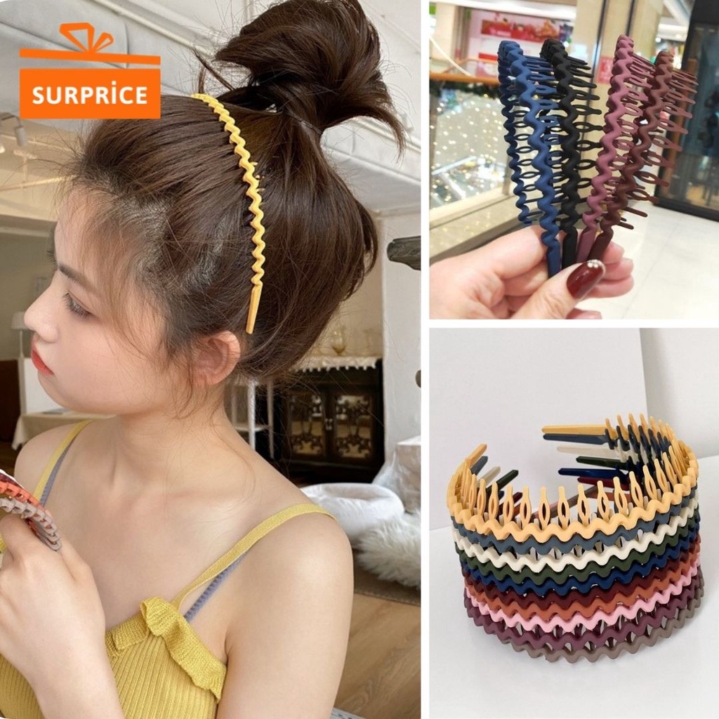 Bando Sirkam Doff untuk Pria Wanita Model Korea Bandana Zigzag Matte Comb Headband Bando Doff sirkam