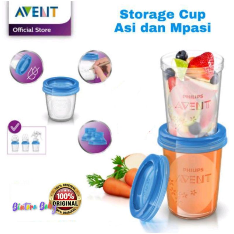 Original Philips Avent Storage Cup / Penyimpan Asi Mpasi Avent / Milk storage Snack Bayi / Wadah Makanan Bayi Multifungsi Wadah Asi Wadah Mpasi