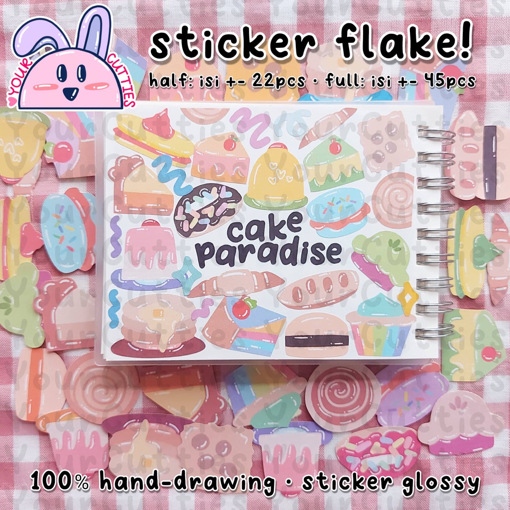 

[FLAKE] STIKER CAKE KUE DOODLE JURNAL BUJO PLANNER LUCU MURAH