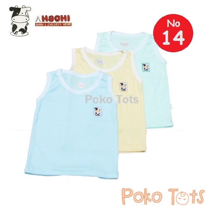 Hachi Kaos Singlet Ukuran 14 Tangan Buntung Bayi dan Anak Warna Polos