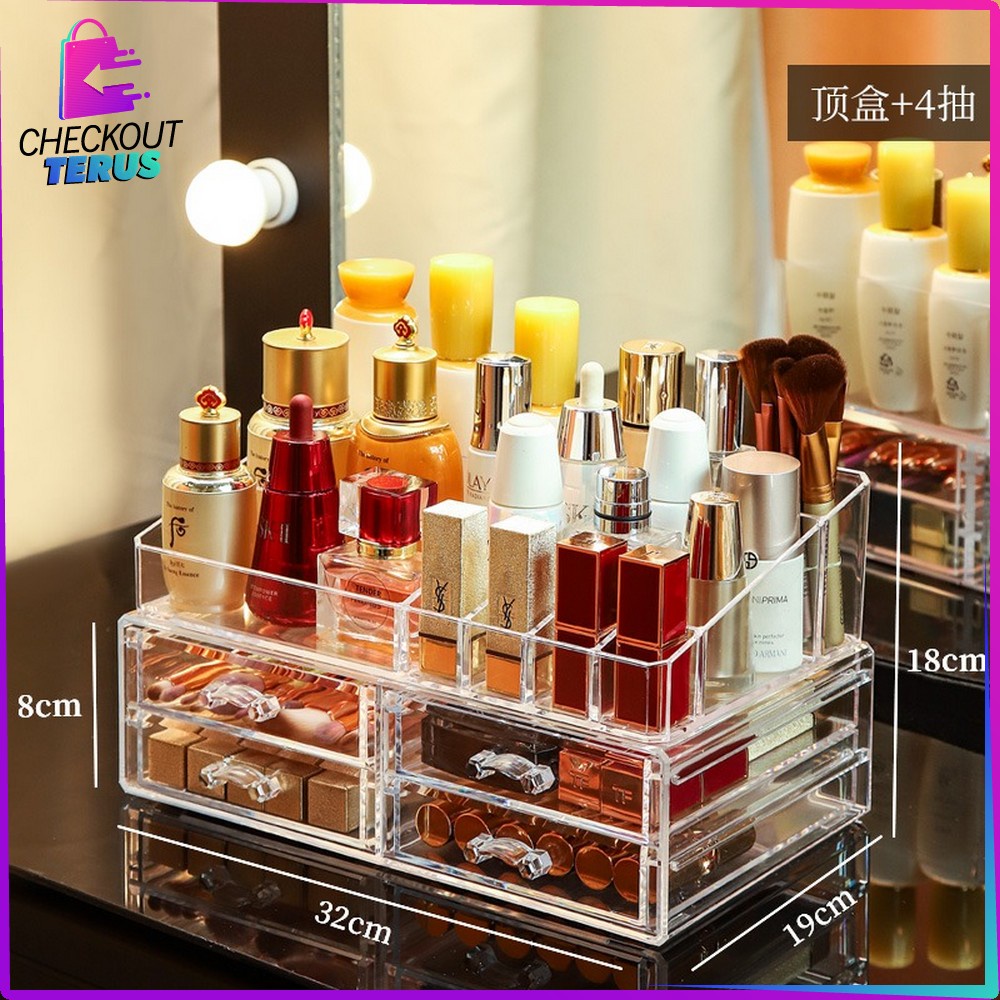 CT K12 Kotak Make Up dengan Laci Acrylic Serbaguna Storage Box Cosmetic Tempat Penyimpanan Makeup Rak Kosmetik Organizer