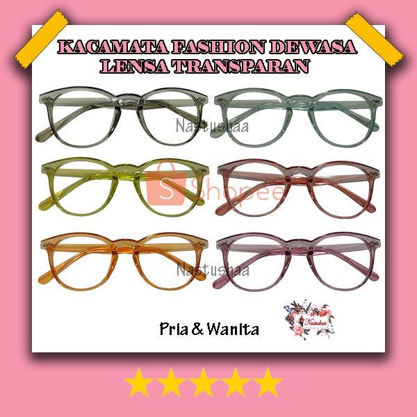 Kacamata Lensa Normal / Kaca Mata Wanita Pria Frame Oval Transparan import Korea Style Fashion Gaya Unisex NOCASE