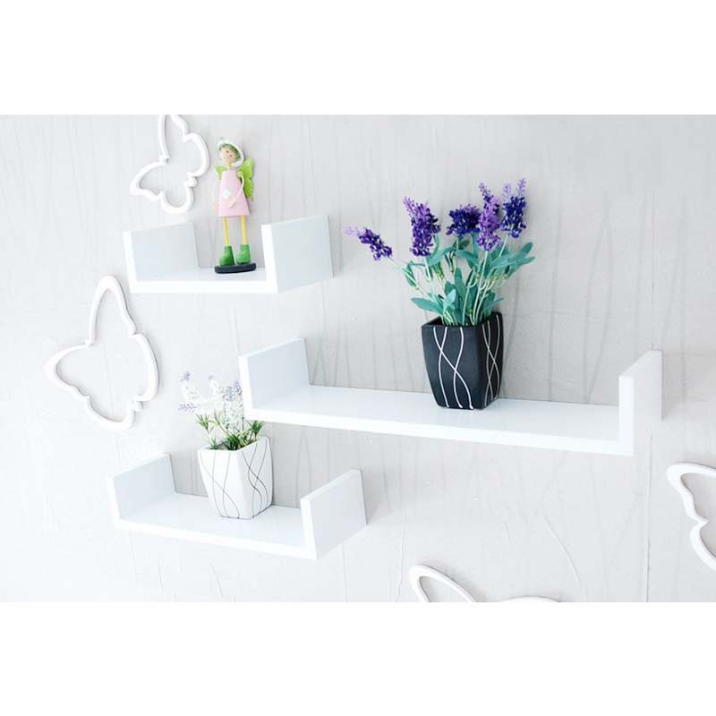 StarHome Rak Buku Melayang - Rak Dinding 1 Set isi 3 Pc - Set Wall Floating Shelves - U