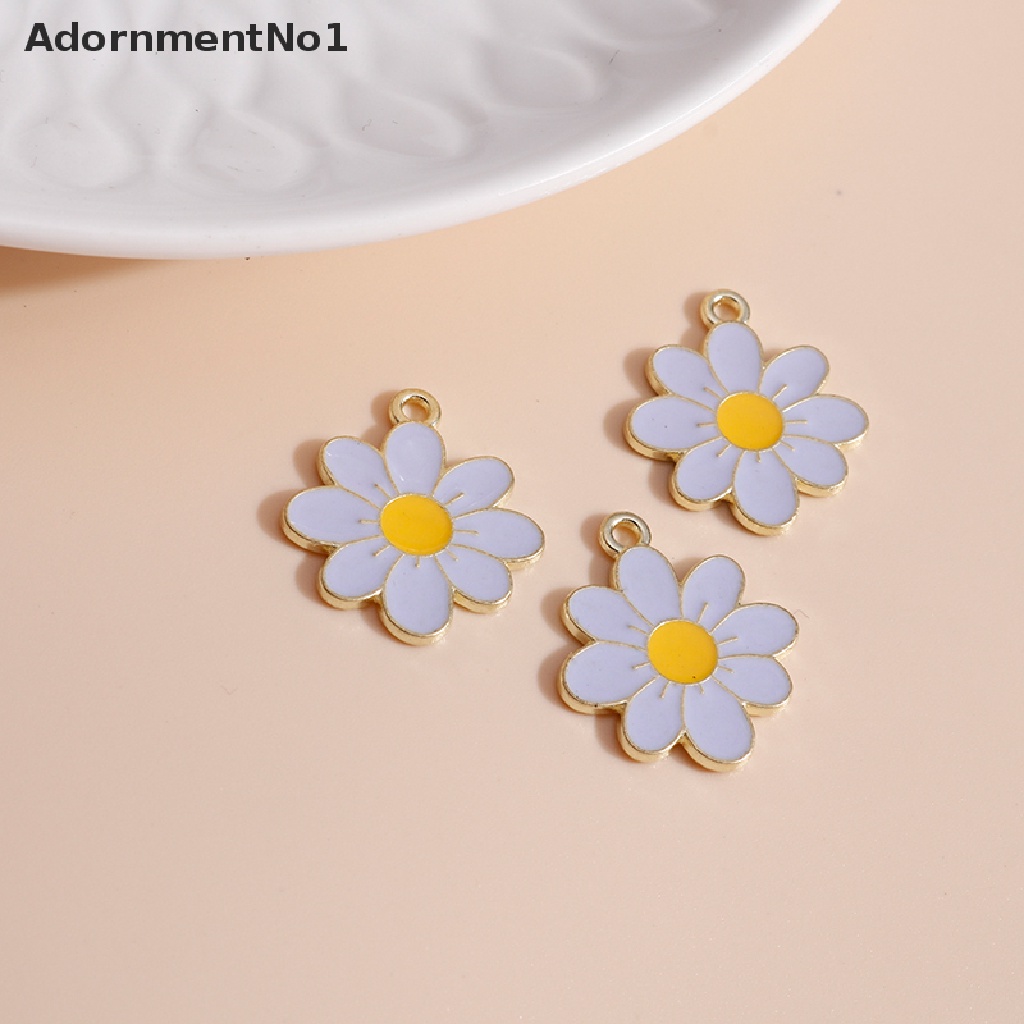 (AdornmentNo1) 10pcs / Set Liontin Bunga Daisy Enamel Untuk Aksesoris Kalung / Anting Charms