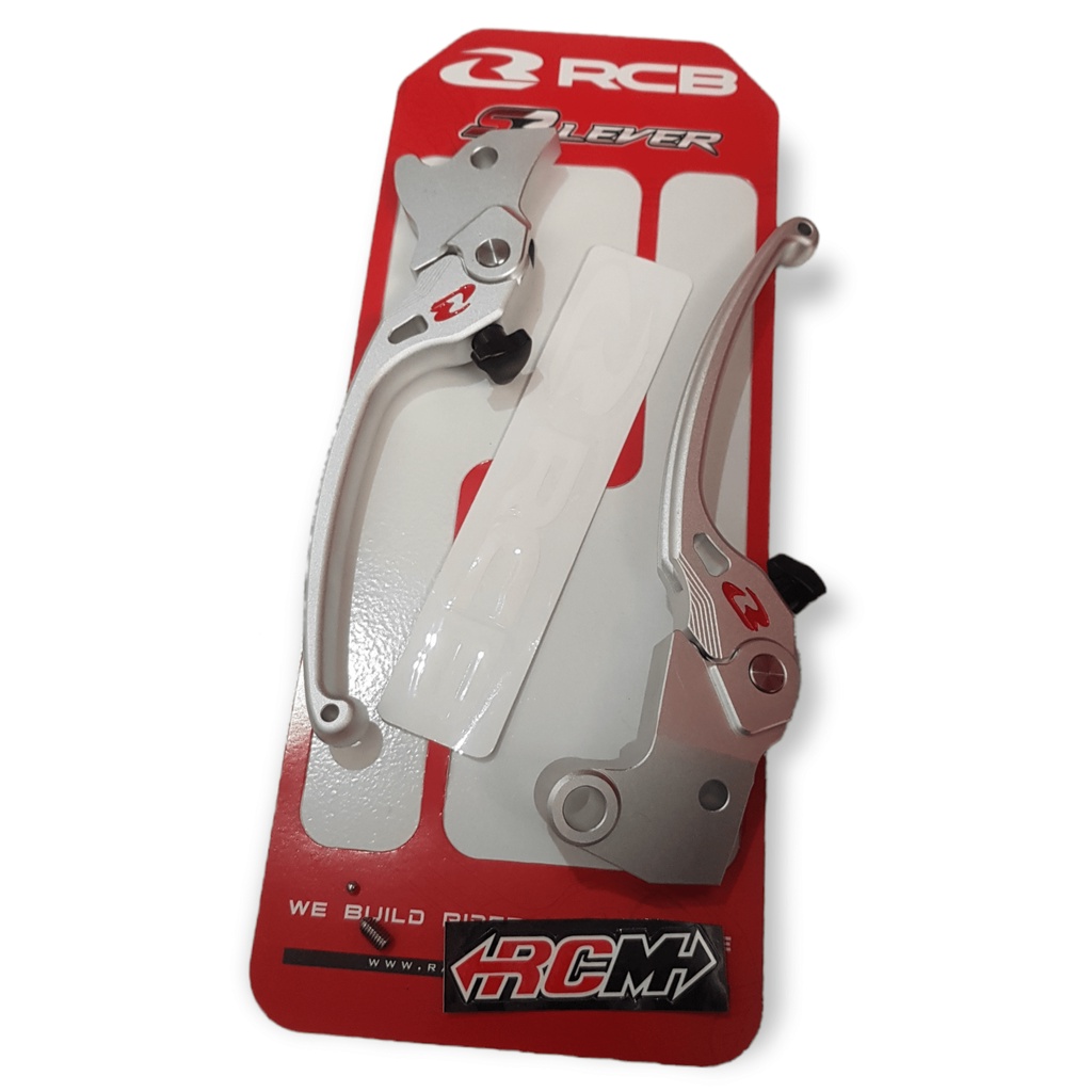 LEVER HANDLE HANDEL TUAS SET KANAN KIRI RACING BOY S SERIES S3 WARNA SILVER PERAK YAMAHA R15 R 15 V3 V 3 XABRE NEW VIXION STOPPER ORI ORIGINAL RCBB RCB RACING BOY RACINGBOY ASLI