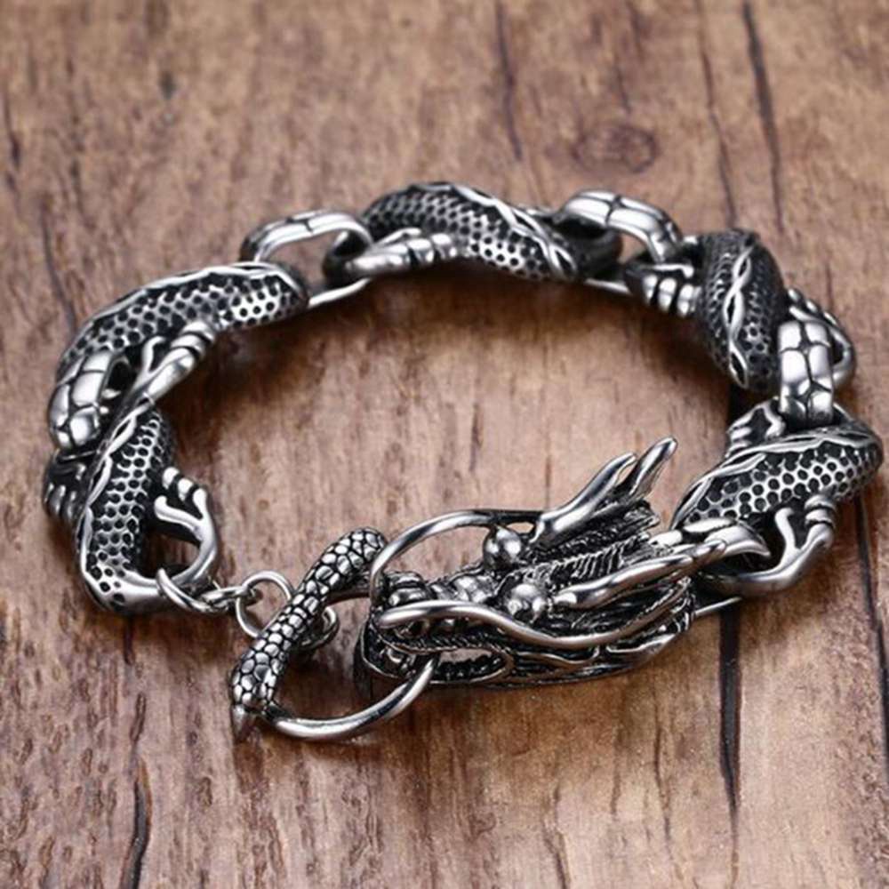 Gelang Rantai Bahan Alloy Gaya Retro Punk Rock Hip Hop Untuk Pria