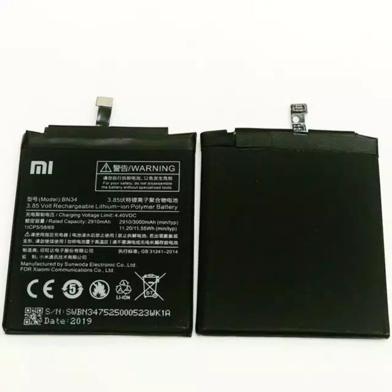 Baterai XIAOMI REDMI 5A BN34 Battery XIAOMI 5A BN34 Batre REDMI 5A BN34 ORIGINAL