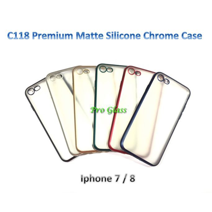 C118 Iphone 6 / 6+ / 7 / 8 / 7+ / 8+ / X / XS / XR / XS MAX Premium Matte Silicone Chrome TPU Case