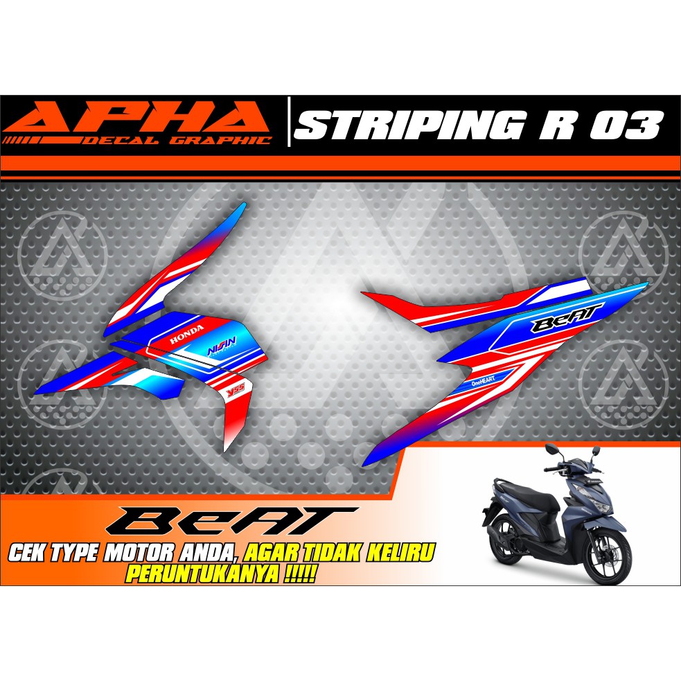STIKER STRIPING MOTOR HONDA BEAT ESP FI NEW 2021 KODE R03