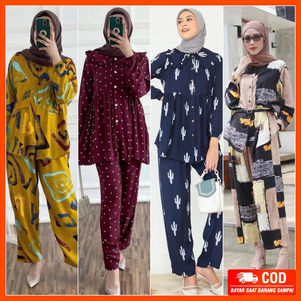 One Set Rayon Wanita One Set Jumbo Setcel Wanita LD 100 - 130