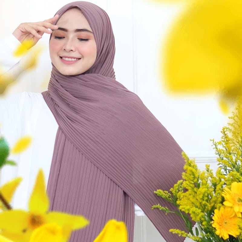 (Full Plisket Ceruty) Pashmina Pasmina Plisket Lidi Premium/ Fatin Jilbab Pasmina