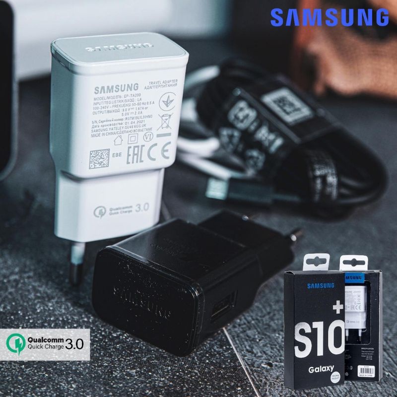 Tc Charger SAMSUNG S10+ Original Adaptor 3.0A Fast Charging Micro USB &amp; Tipe-C