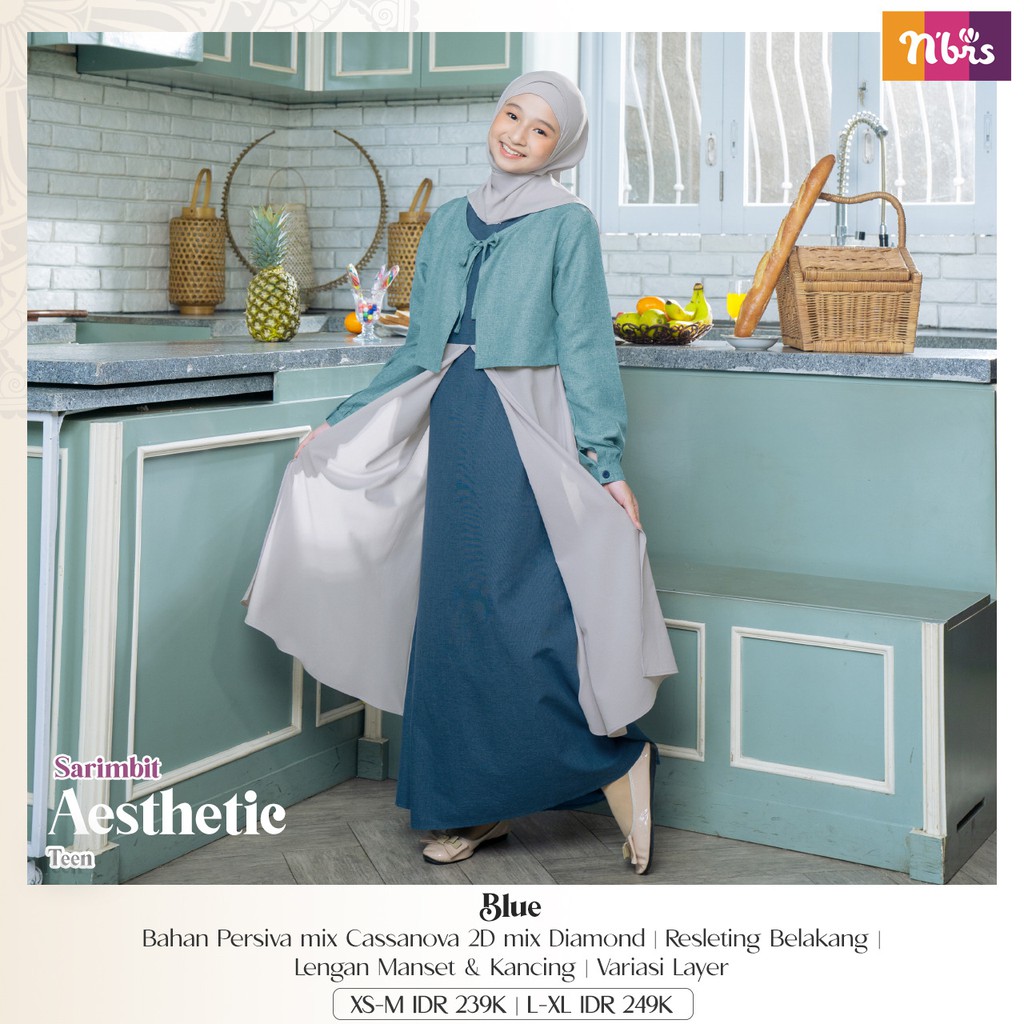 NIBRAS GAMIS ANAK REMAJA COUPLE NIBRAS SARIMBIT AESTHETIC BLUE BAJU COUPLE KELUARGA BIRU BLUE BAJU C