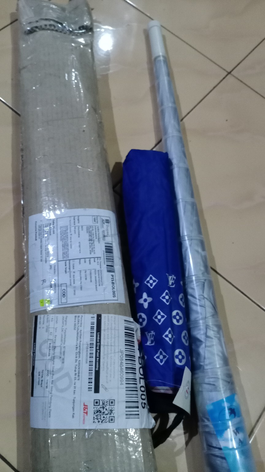 Payung Tongkat Silver Plus Alat Sliding Pelindung Plastik Cover No Drip Unbreakable Awet Tahan Lama