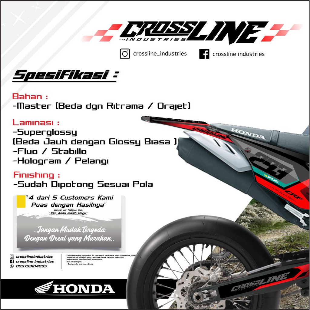 Decal CRF - Decal Crf 150 l - Decal Crf 150 l full body - Decal Sticker CRF Supermoto Merah Hitam