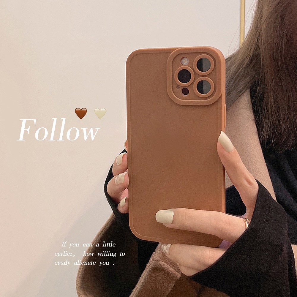 Case Pelindung Kamera Bahan Karet Silikon Warna Khaki Untuk Iphone 14 11 8 7 Plus SE2 XS XR 12 13 PRO MAX