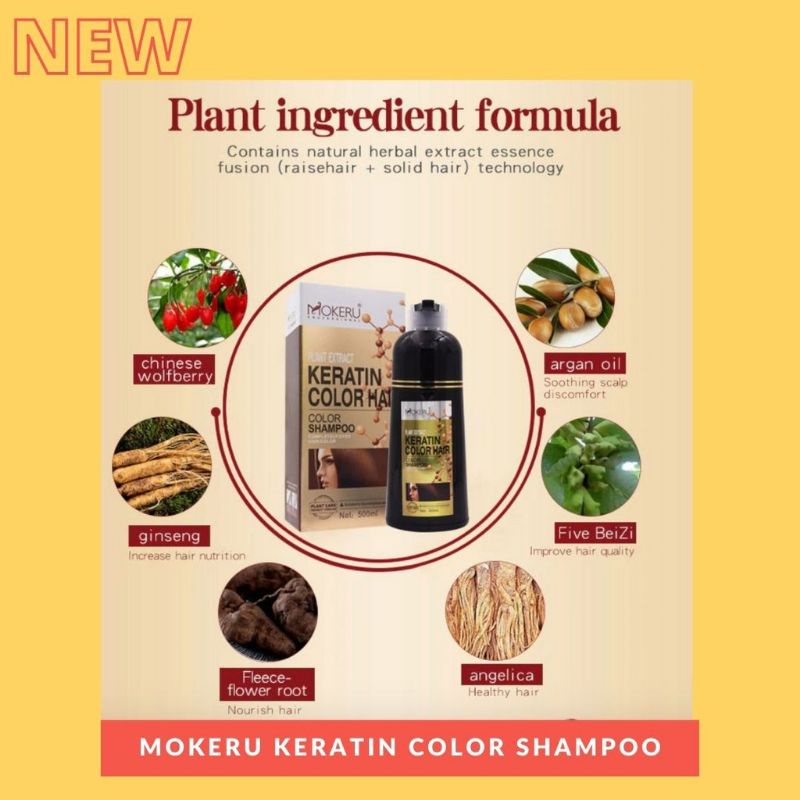 Original Mokeru KERATIN / ARGAN OIL Shampoo Semir Pewarna Rambut Herbal 500ml7