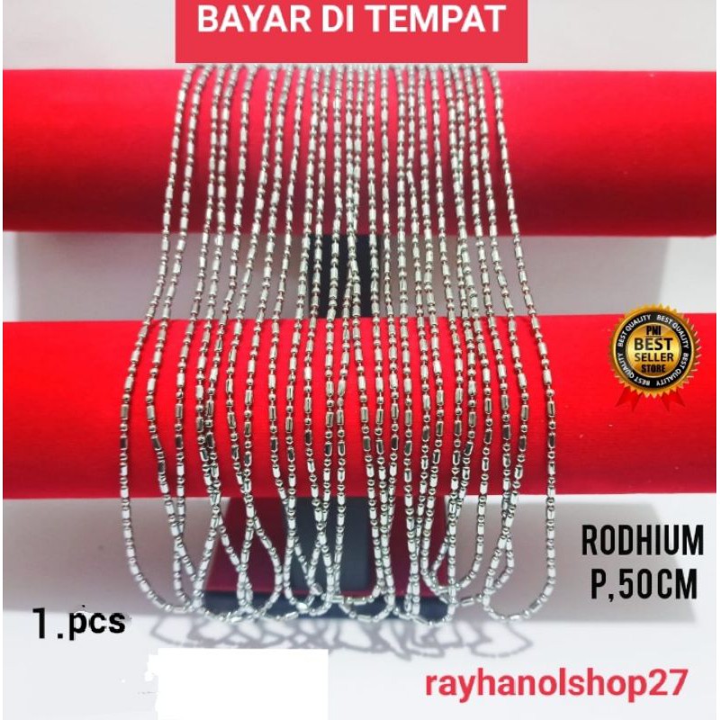 Kalung Rhodium SILVER 1pcs Terbaru RO-27 lapis emas putih anti karat