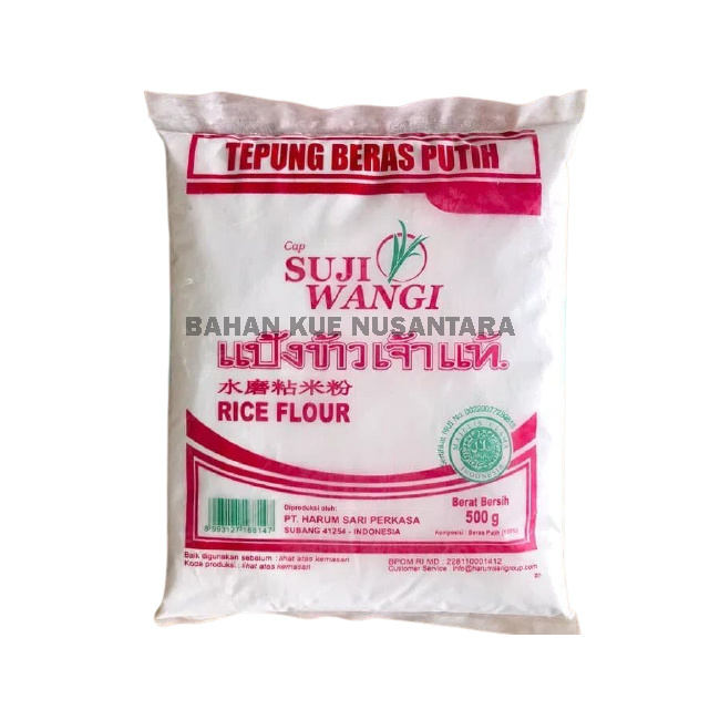 

TEPUNG BERAS SUJI WANGI KEMASAN 500GR BAHAN KUE BAKING ROTI COOKIES