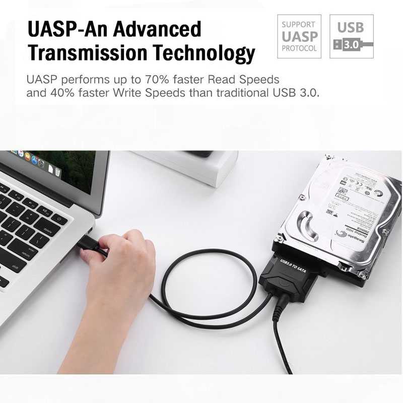 E-yield Kabel Adapter USB 3.0 to SATA for 3.5 / 2.5 Inch HDD SSD Hardisk External HH Portable Cable USB 3.0 To Sata 3.5 2.5 Hard Drive Converter Adapter Cable Support 2.5/3.5 Inch External WD HDD SSD Hard Drive For Windows