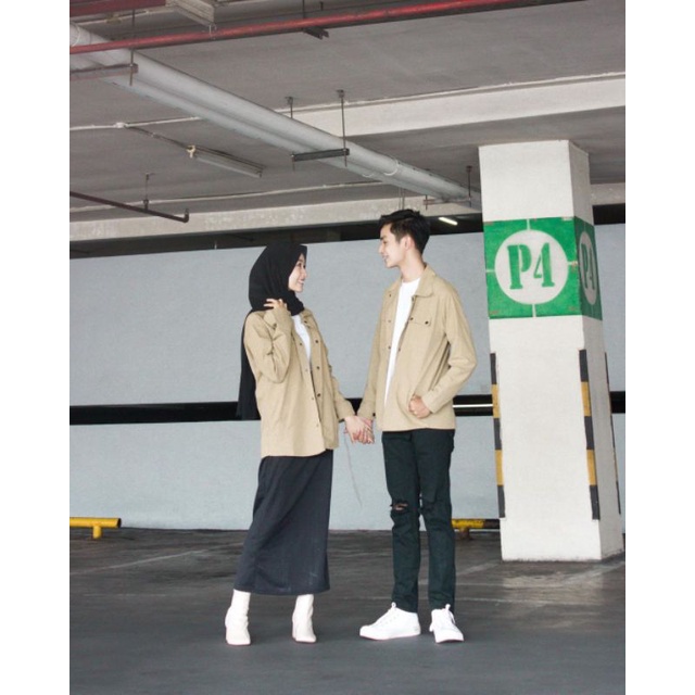 Kemeja Outer Couple Set Korean Style - Kemeja Oversize Pria Wanita - Baju Couple