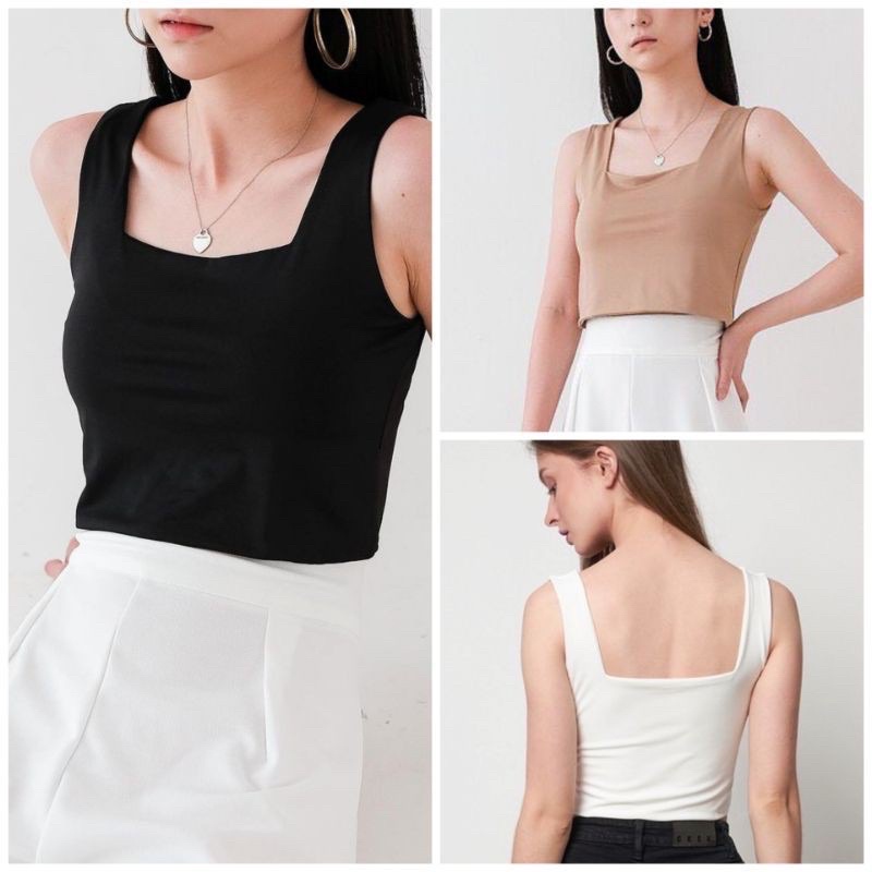 Tanktop Crop Import Korean Square Neck