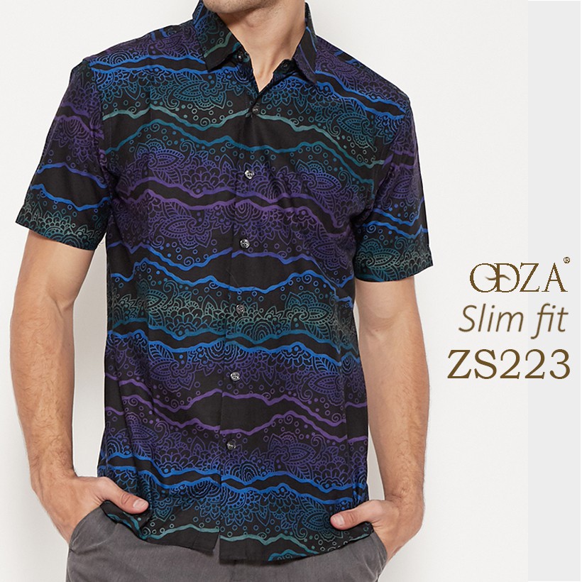 Odza Batik  Pria  Lengan  Pendek  Baju Kemeja  Pria  Modern 