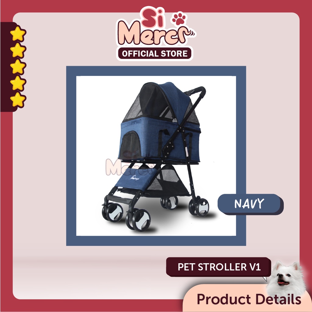 Pet Stroller Anjing Kucing Kereta Dorong PREMIUM | Foldable 4 Roda Dog Stroller Troli Hewan 2 in 1 [SiMerci]