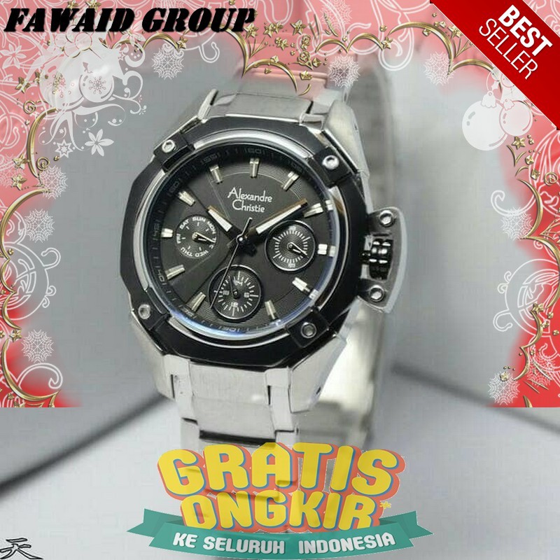 BEST SELLER JAM TANGAN WANITA ALEXANDRE CHRISTIE AC 6225 WANITA SILVER BLACK ORIGINAL