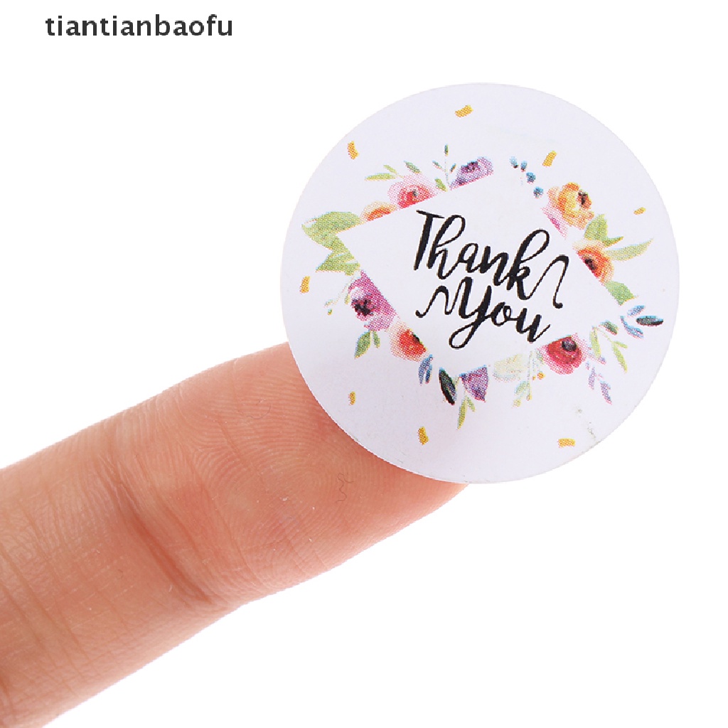 500 Pcs / roll Stiker Label Segel Bentuk Bulat Motif Bunga thank you Untuk Paket