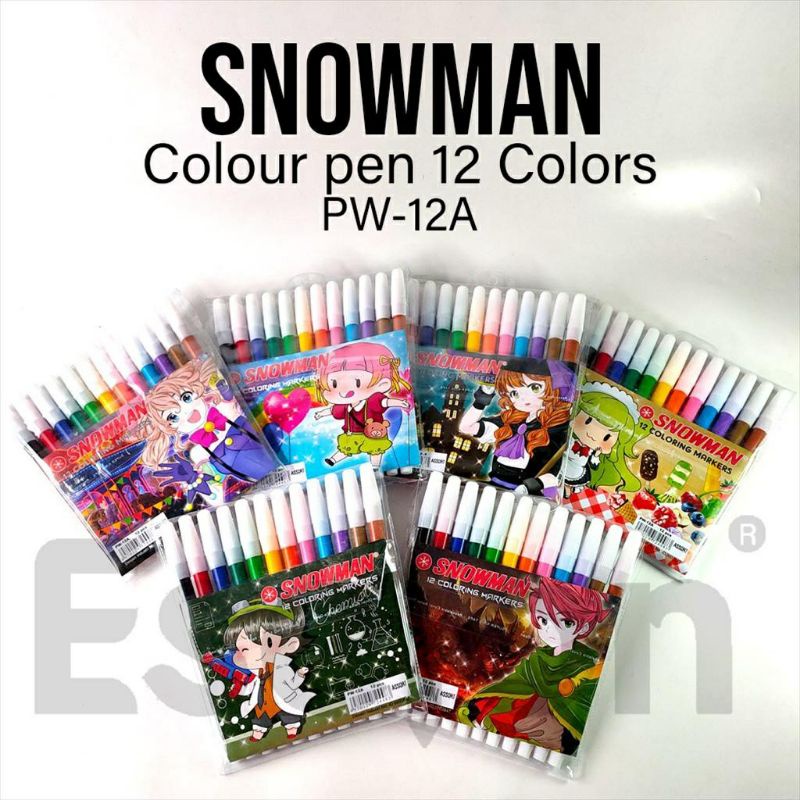 

Spidol Snowman Kecil 12 Warna PW-12