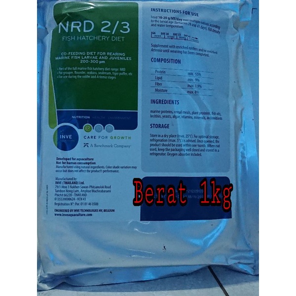 Pelet NRD 2/3, 3/5, 5/8. pakan ikan cupang, guppy, kerapu