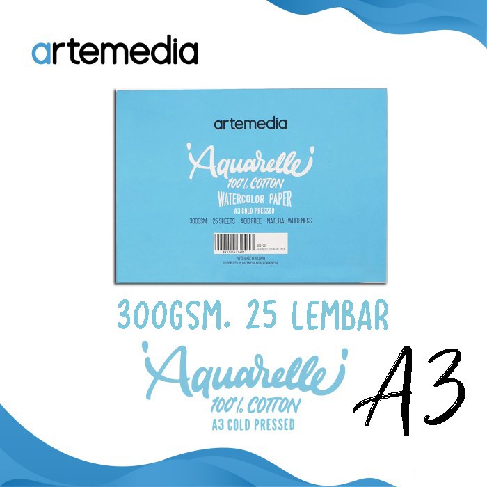 

Artemedia Aquarelle Pad Kertas Cat Air A3 300gsm 25 lembar Watercolour