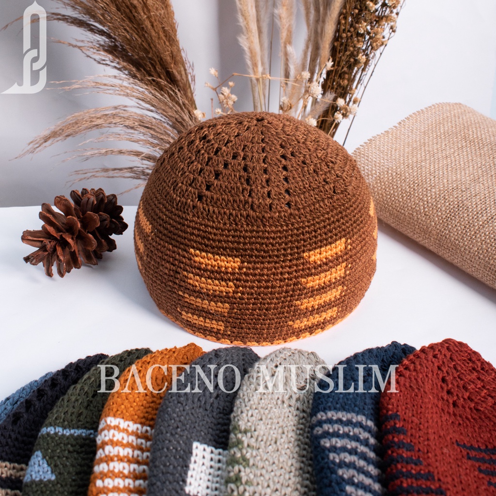 Peci Rajut Katun Motif Nigeria - Peci Rajut Yaman - Peci Rajut Baceno