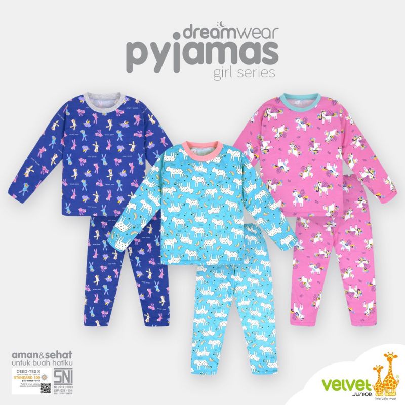 [Velvet Junior] Pyjamas Dreamwear Girl Series / Baju Tidur Cewek / Pajamas / Piyama Anak Perempuan