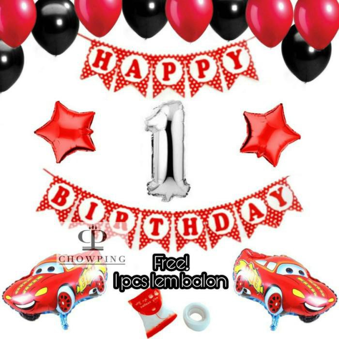 Party | Paket Dekorasi Balon Ulang Tahun / Happy Birthday Tema Mobil Cars Terlaris Kekinian