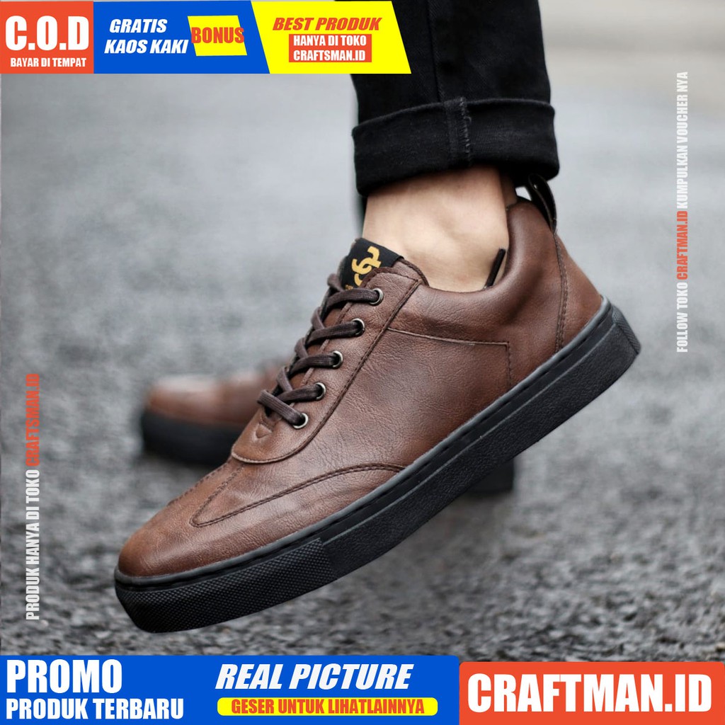 CRAFTS X JIM Sepatu Kasual Pria Sepatu Casual Pria Kerja Kantor Cowo/Cowok Laki/Laki