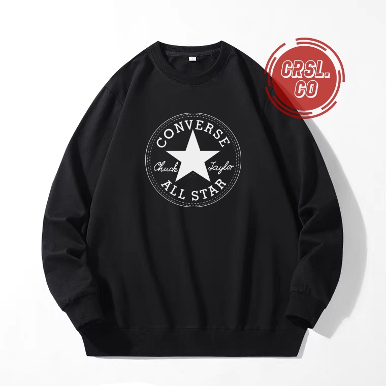 WEATER CREWNECK CONVERSE OLDSKOOL PRIA WANITA HITAM PUTIH NYAMAN DIPAKAI KUALITAS DISTRO