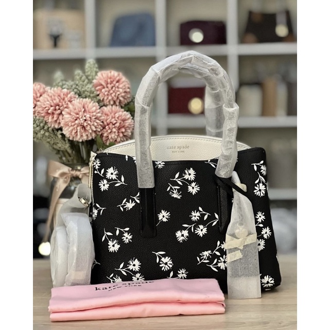 KS margaux medium satchel black floral